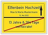 Elfenbein Hochzeit Ortsschild...
