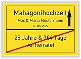 Mahagonihochzeit Geschenk Ortsschild...