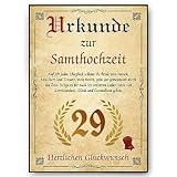 Urkunde zum 29. Hochzeitstag Geschenk...
