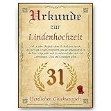 Urkunde zum 31. Hochzeitstag Geschenk...