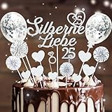 20 Stück Tortendeko Silberhochzeit, 25...